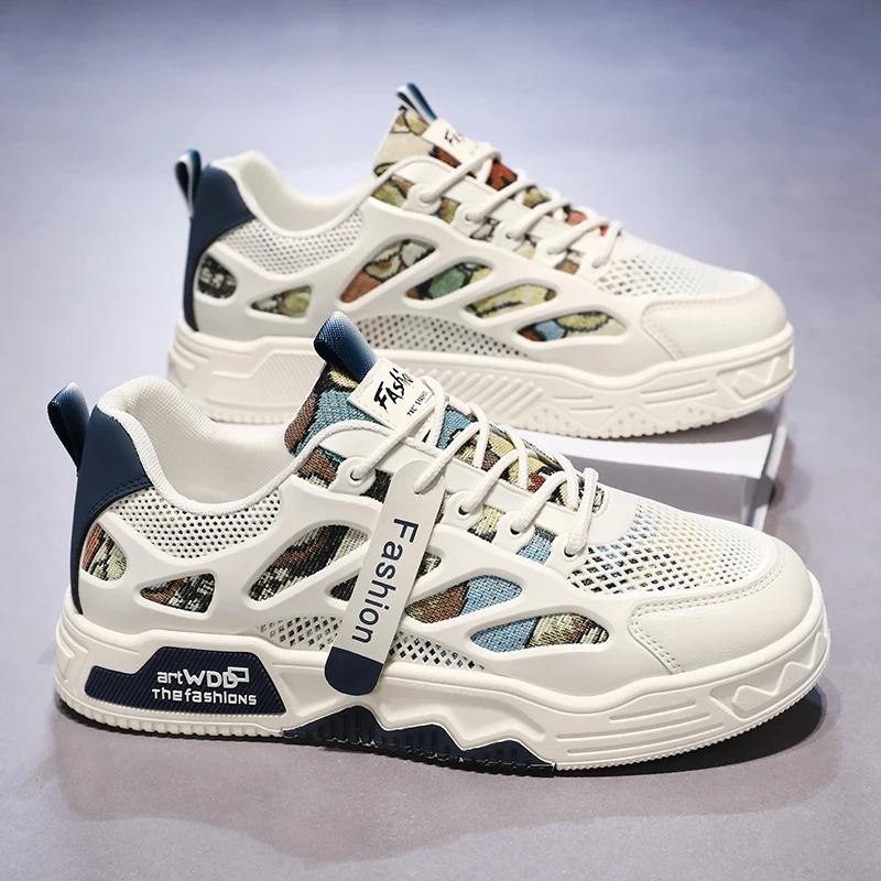 Neue Sommer-Sneakers für Herren, leichte Plateauschuhe aus Mesh, trendig, atmungsaktiv, vielseitige Vulkanisierungsschuhe, Zapatillas De Hombre