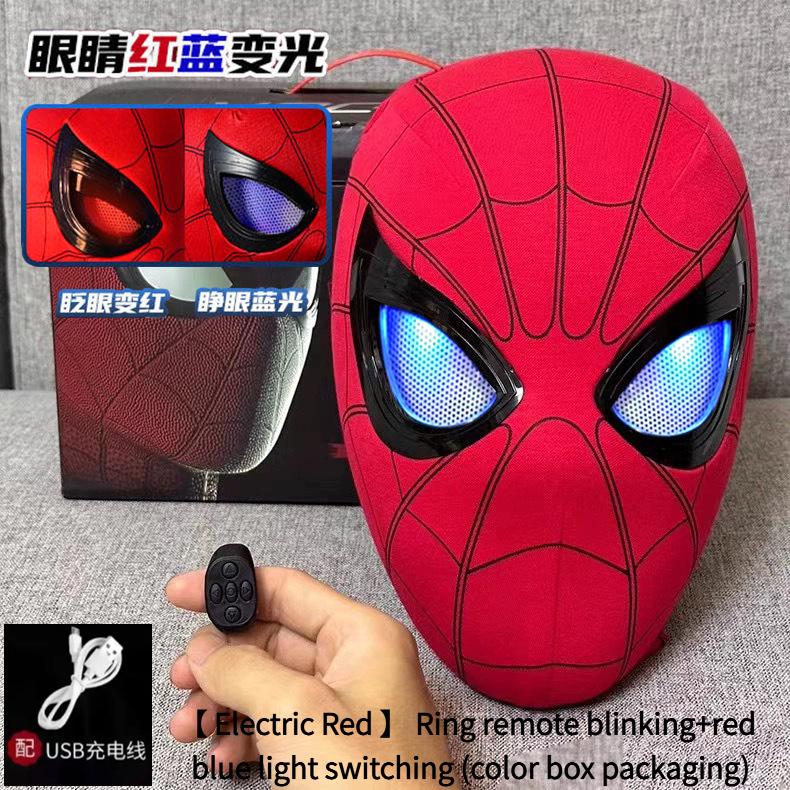 Adult Spider-Gwen Cosplay Helmet Touch Activated Light Up Electric Movable Eyes Mask Halloween Party Headgear