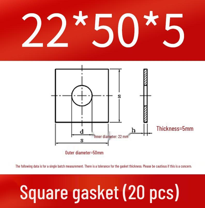 Thick Galvanized Square Iron Washer with Hole for M6-M24 Curtain Wall Use