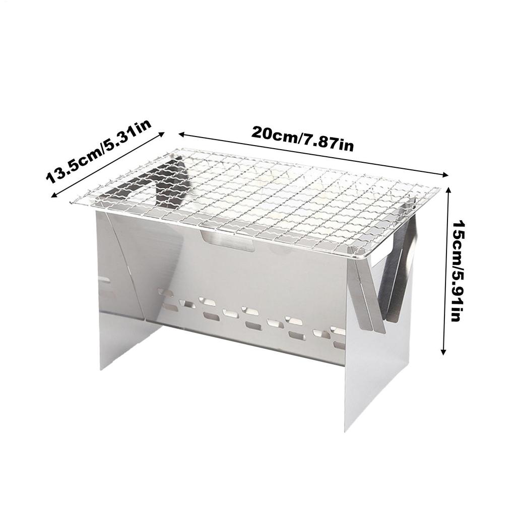 Foldable Portable Charcoal Grill Stainless Steel Fire Pit For Camping Backyard Bonfire Patio BBQ Cooking Picnic Beach Backpack