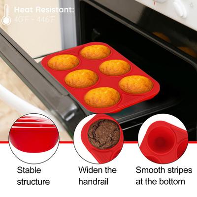 6 Cup Silicone Muffin Pan Cake Mold Muffin Pan for Baking Food-Grade