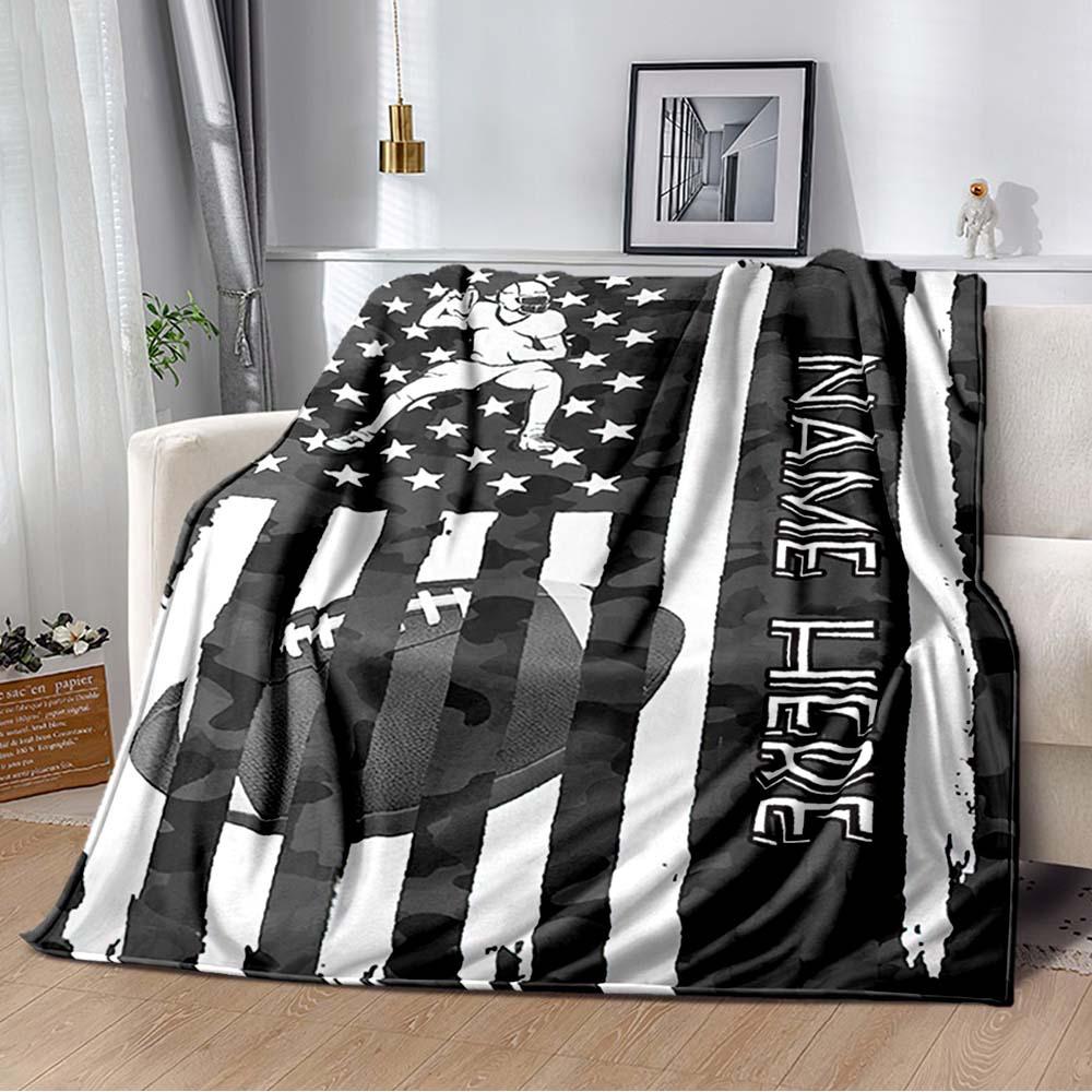 Camouflage Football Customize Your Name Blanket Used For Chair Office Sofa Bed Camping Soft And Warm Giving Friends And Relatives Birthday Graduation