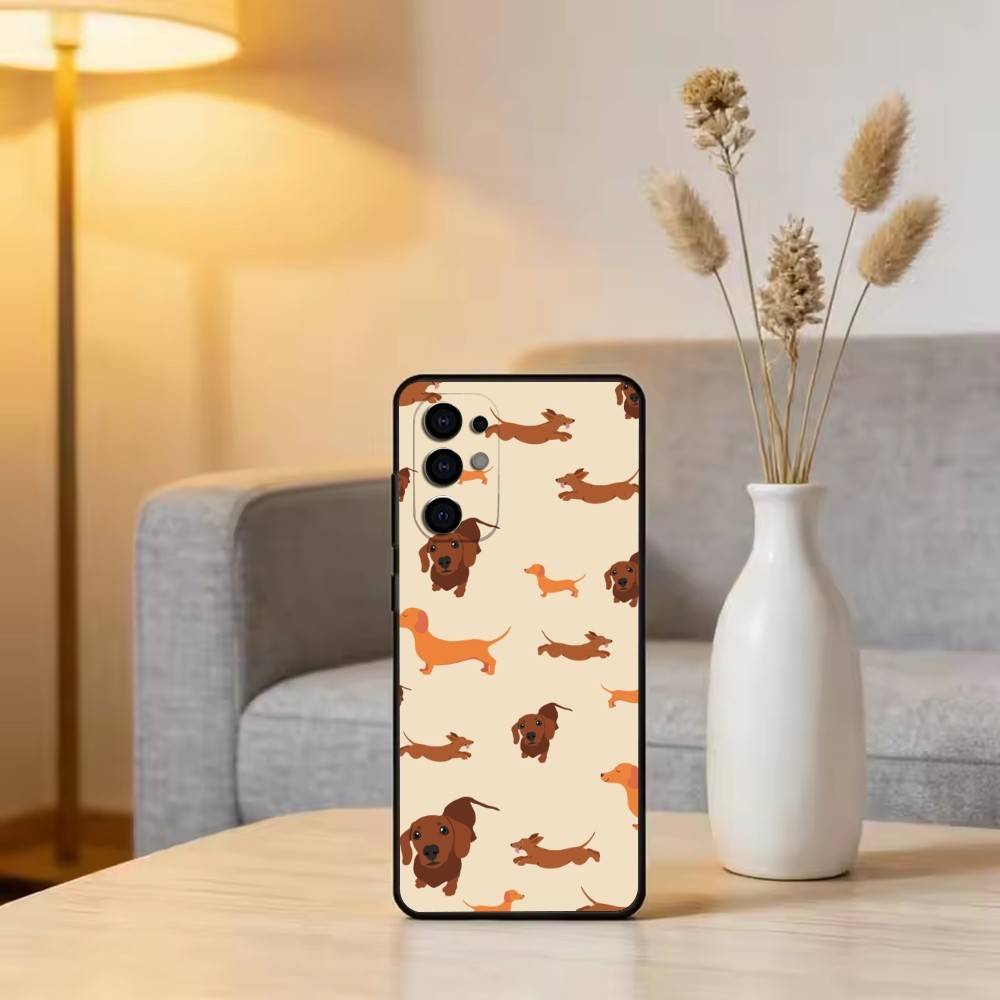 C-Cute C-Cartoon D-Dachshund Phone Case For Samsung S25,S24,S21,S22,S23,S30,Ultra,S20,Plus,Fe,Soft Silicone Black Cover