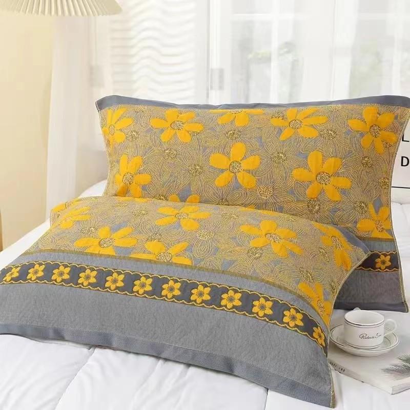 Gauze Multi-layer Pillow Towel Colored Woven Jacquard Cotton Student Children Couple Home Soft and Comfortable Large Pillow Towel