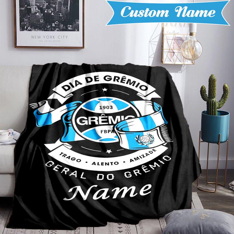 Custom Name Gremio FC Emblem Blanket Lightweight Ideal Bedding Blanket Perfect for Travel, Camping, Living Rooms, Sofas, Christmas gift