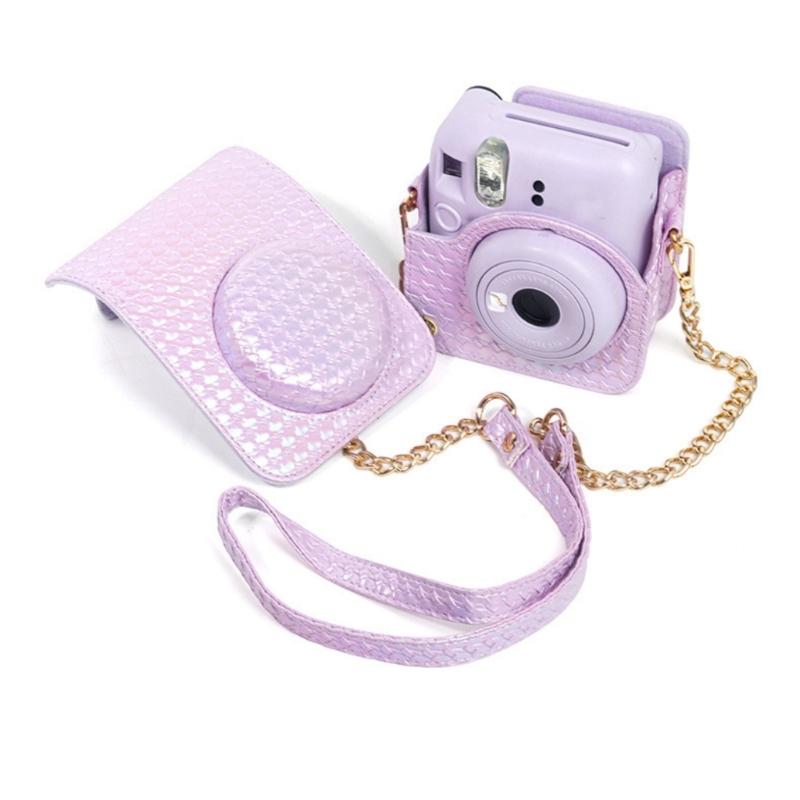 Měkké pouzdro na fotoaparát PU kožený kryt s ramenním popruhem pro instantní fotoaparát Mini12
