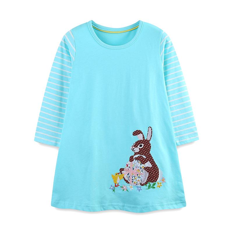 In Stock: AostaBetty Girls Autumn Cartoon Embroidery Long Sleeve Round Neck Princess Dress Size 2Y (90cm)