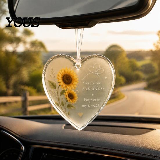 Pet Loss Consolation Gift Acrylic Heart Shape Ornament with Animal Pattern & Emotional Message, Decorative Pendant Hanging Rope for Car Rear