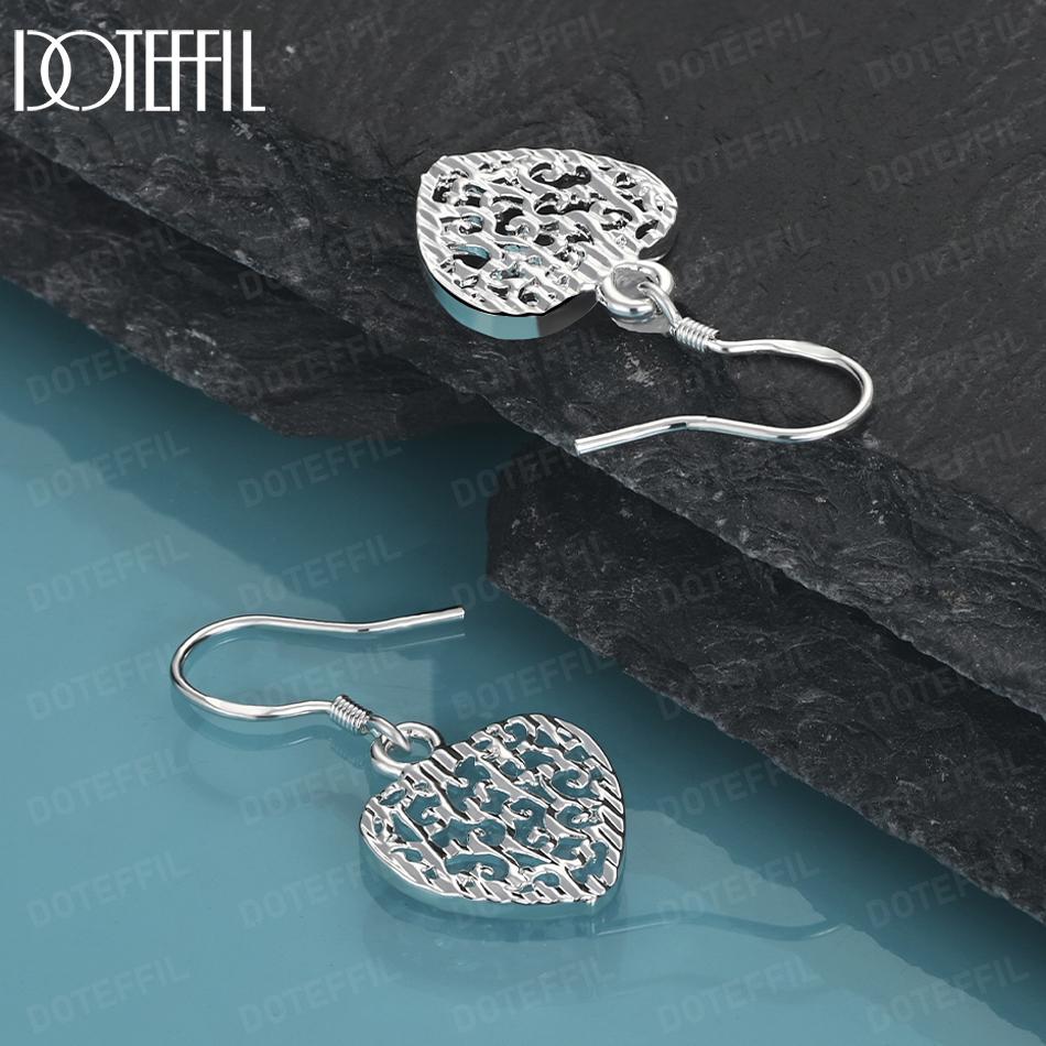 Cercei cu pandantiv în formă de inimă, argint 925, bijuterii de nuntă la modă