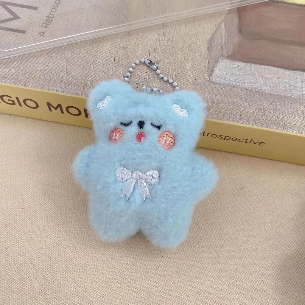 Cartoon Bear Squeak Plush Keychain Toys Pendant Cute Doll Toy Kawaii Soft Stuffed Bag Charms Decorations for Couple Friends Gift
