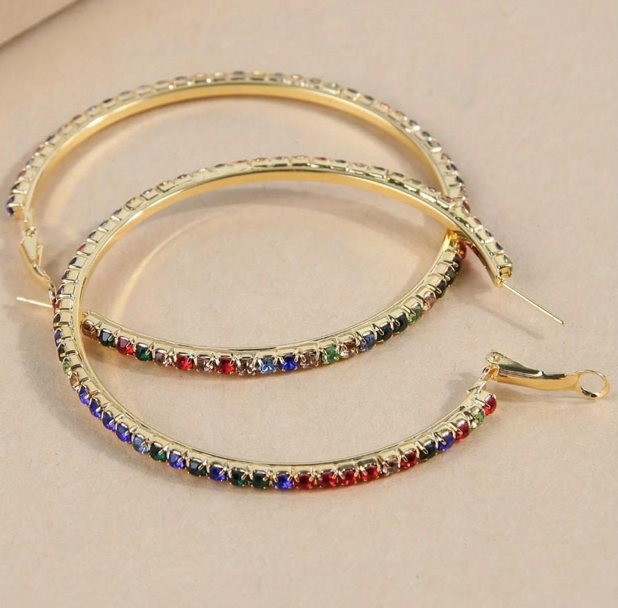 popular fashion Cuff Hoop Earrings Exaggerated Women Round Ear Bohemian Colorful  Unique