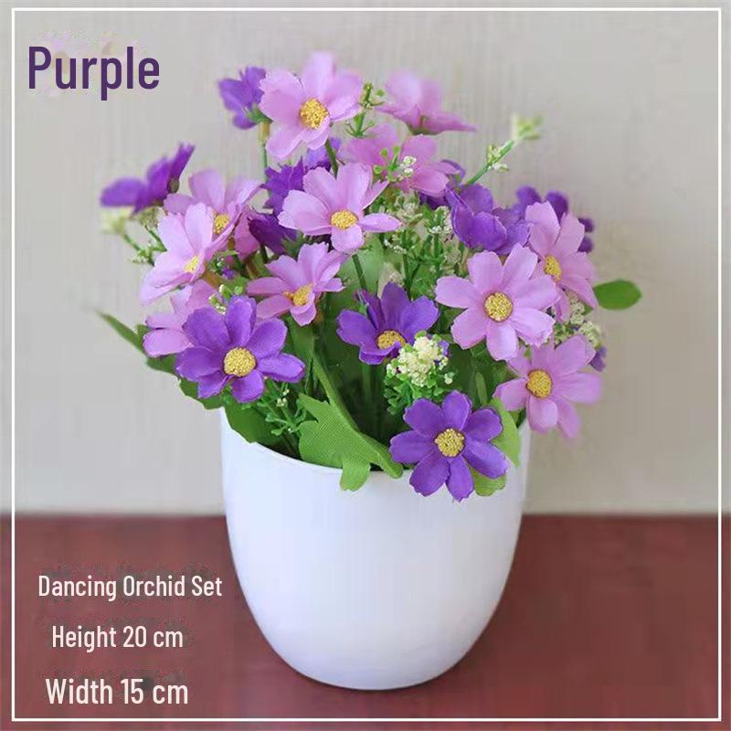 Decorative Small Artificial Potted Flowers Set for Home and Living Room Decor