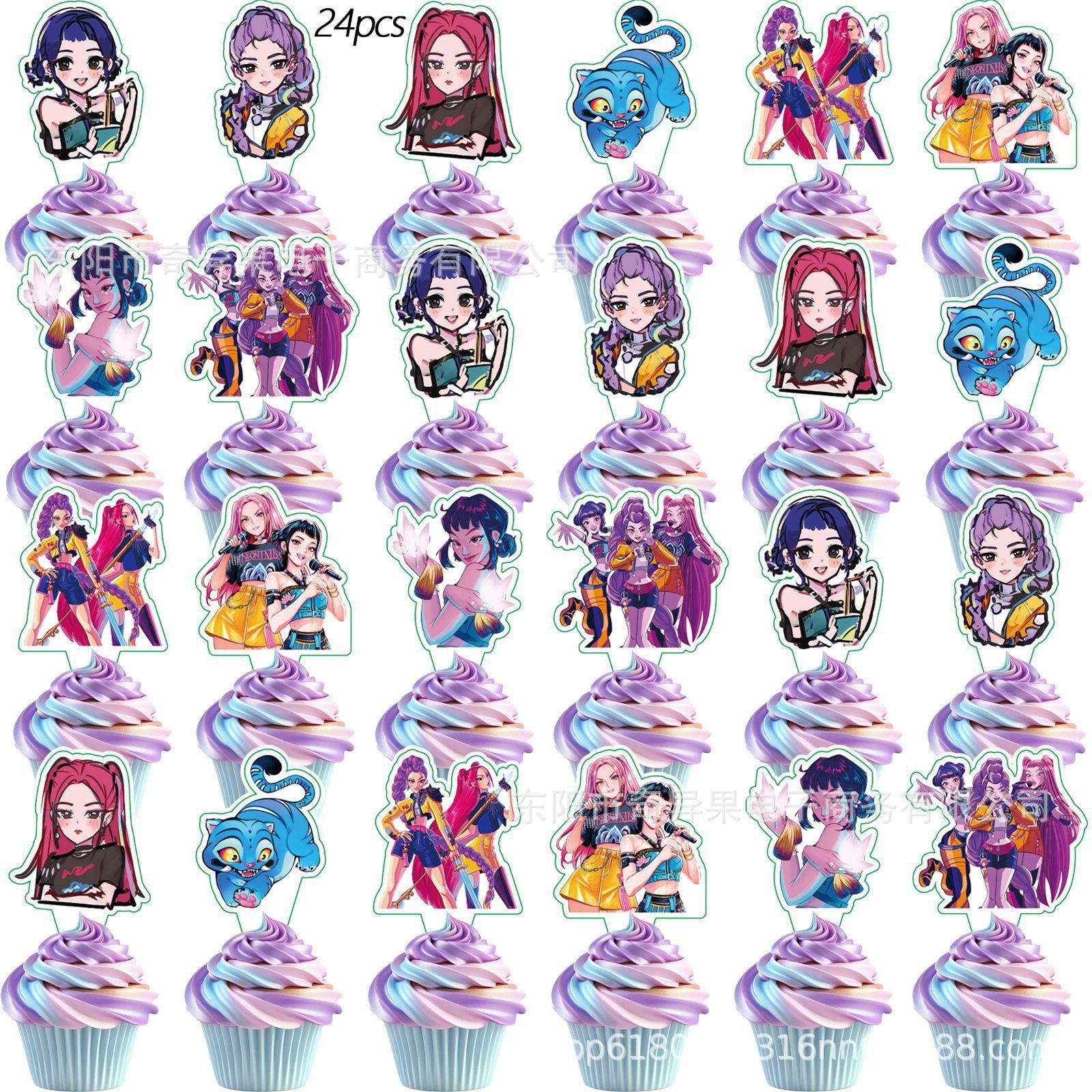 

Latest Kpop Demon Huntress theme birth date celebration tableware atmosphere decoration props cake decoration supplies