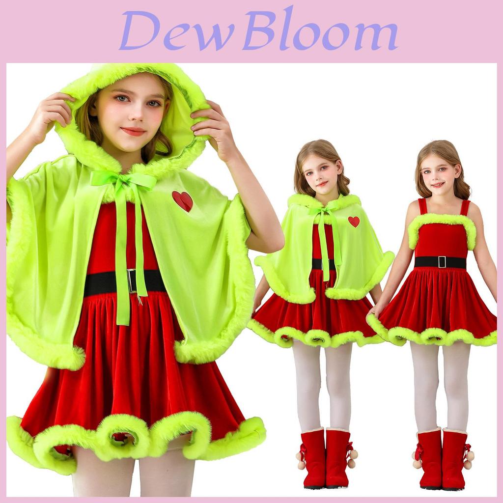 Grinch Kinderkostüm Mit Umhang Und Kleid Für Weihnachtsfeier Kostüm