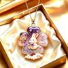 Ethnic Enamel Auspicious Imitation Jade Pendant Necklace Vintage Jewelry For Women Traditional Outfit Accessory Gift