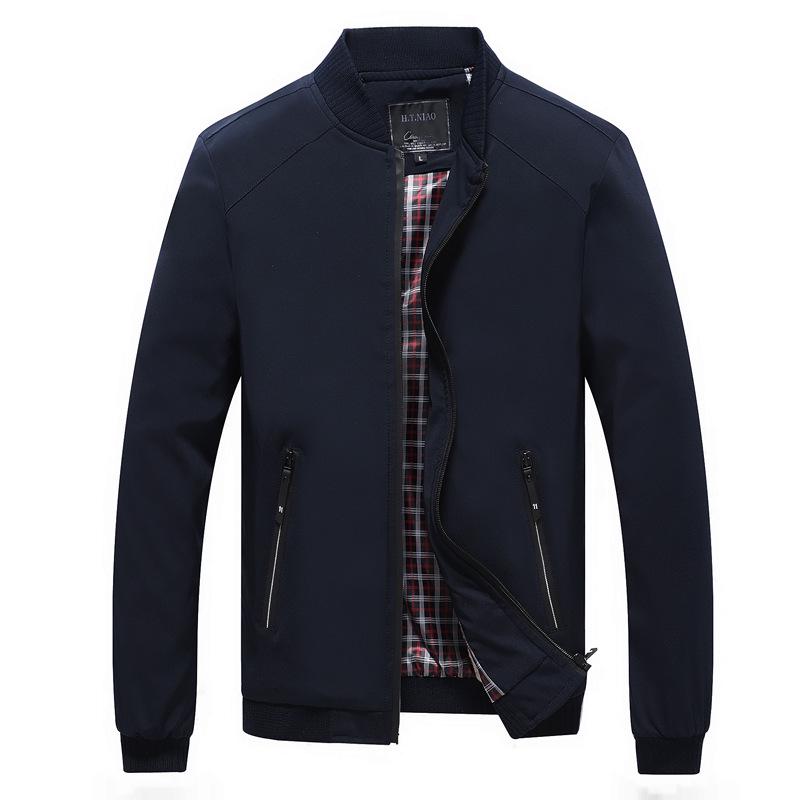 Chaqueta informal de hombre, de talla grande, holgada y cómoda, con cuello alto, para negocios y entallada.