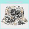 Womens Doublesided Fisherman Cap With Flower Pattern For Summer Sunshade