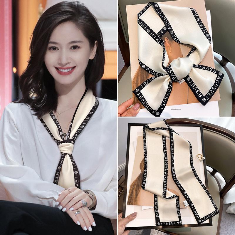 

Шарф для женщин, новый стиль, весна и осень, тонкий, узкий, длинный, с поцелуями, повязка на голову и галстук, декоративный шарф No Specifications