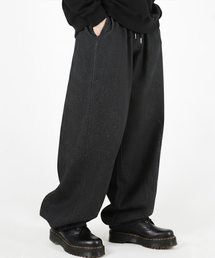 EIGHTVOLUME Ev Balloon Oversized Wide Elastic Denim Pants (Dark Denim)