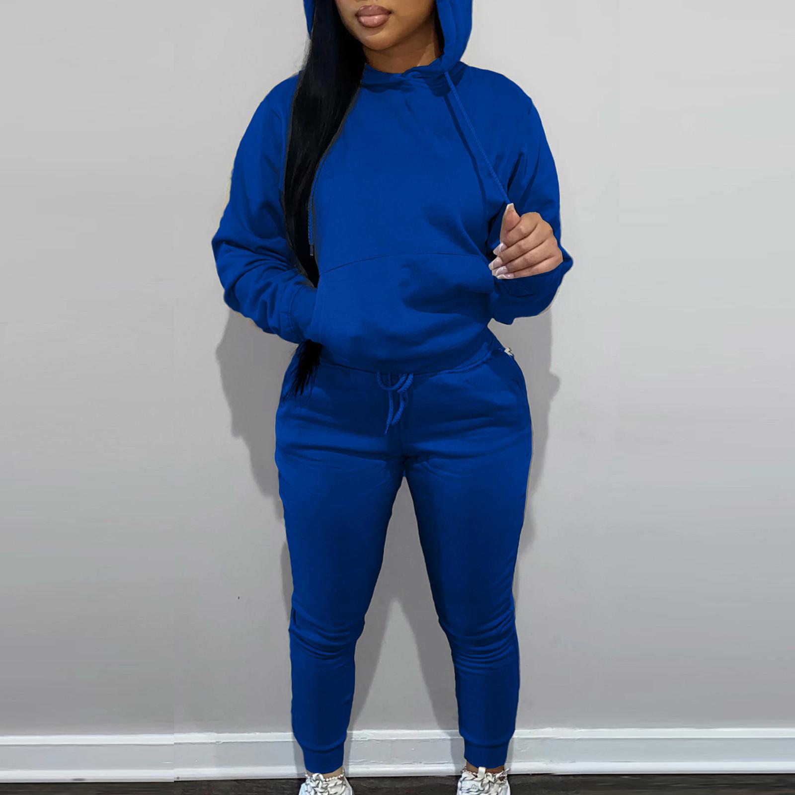 

Женский и зимний утепленный худи с капюшоном, повседневный спортивный костюм-двойка XXL