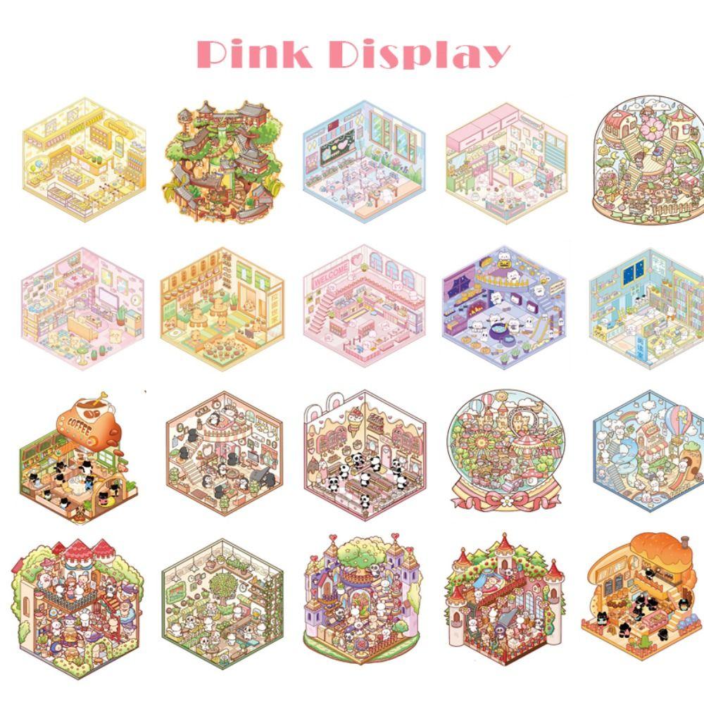 PET 3D Landscape Sticker Decompression Miniature Scene Collage DIY Cabin Scene Sticker  Boys/Girls