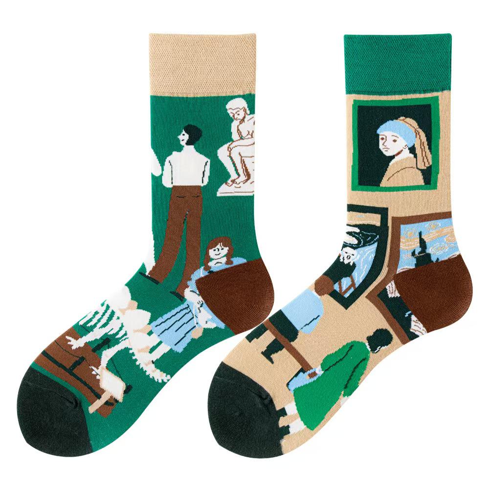 Asymmetric Colorful Christmas Cotton Socks for Couples