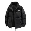Mens Winter Puffer Jacket Thick Cotton Coat Color Block Corduroy Stand Collar Short Length Teens
