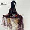 Party Favors for Festivals Punk Skeleton Hand Witch Hat with Spider And Veil, Black Large Stylish Headwear Wizard Costume Accessory Adults, Carnival,