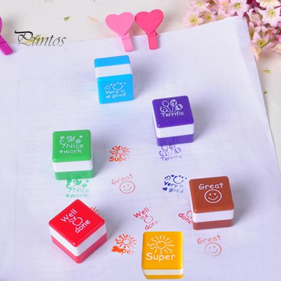 6Pcs Teachers Stamper Praise Reward Stamps Motivation Sticker School