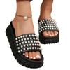 2025 new spring new pearl thick bottom new heightening sandals casual women's slippers