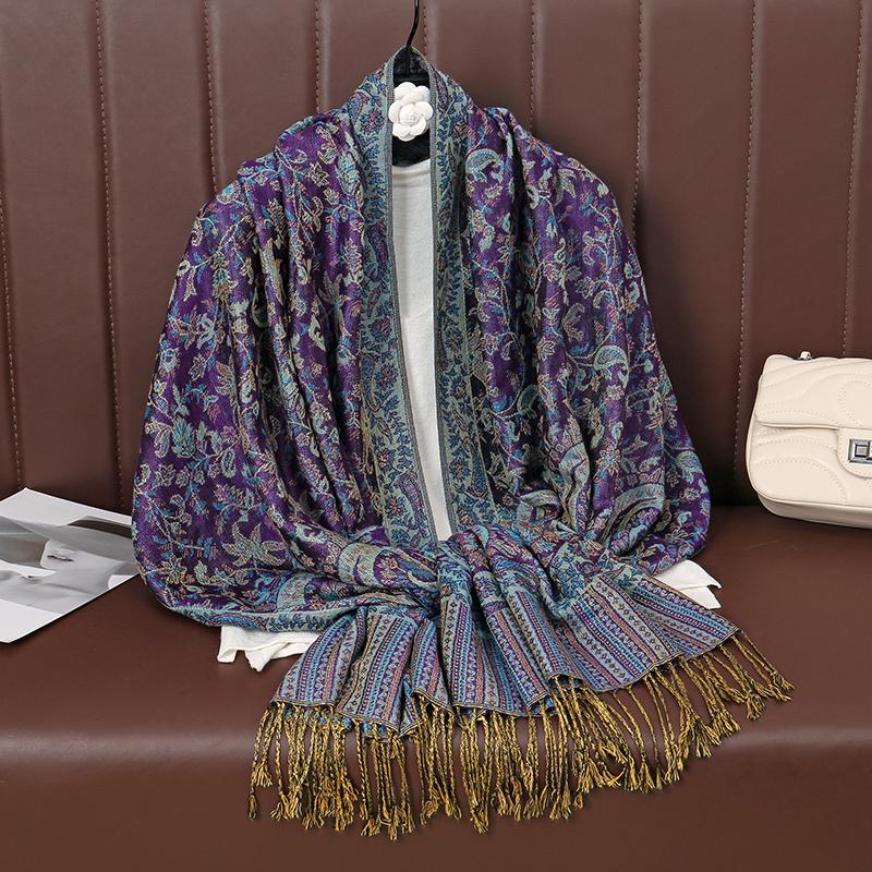 [T368] 70*190Cm Bohemia Paisley Winter Warm Thick Jacquard Scarf Women Travel Muslim Hijab Cashmere Tassel Shawl Wrap Pashmina