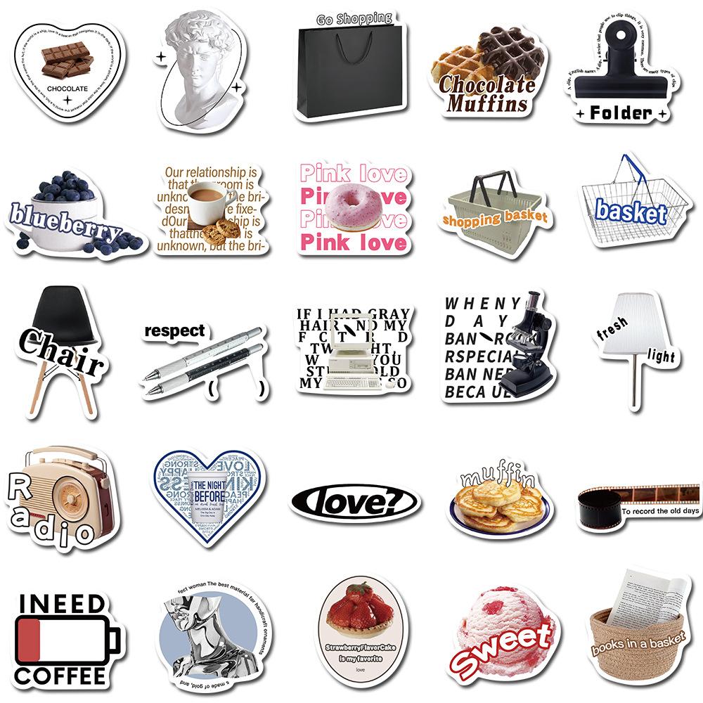 55 Cartoon Ins Simple Style Graffiti Stickers Can Decorate Suitcase Pen Guitar Notebook Waterproof and Explosive