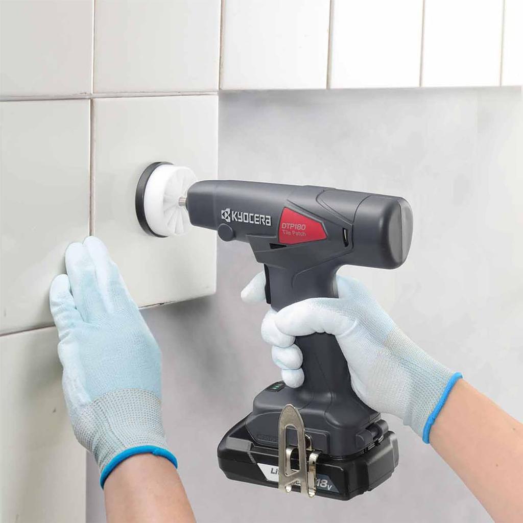 Kyocera Professional Cordless Tile Patch DTP180L1 604200A Black with adhesive bonding methods that suppress tile Vibration frequency 12500 Vibration