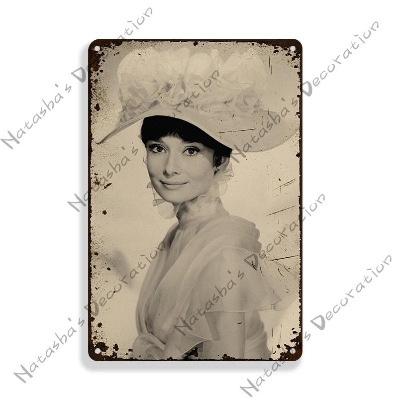 Audrey Hepburn Vintage Metallposter Ein Herz und eine Krone Film Retro Metallschild Rostiges Retro Poster Heim Bar Club Kino Wanddeko