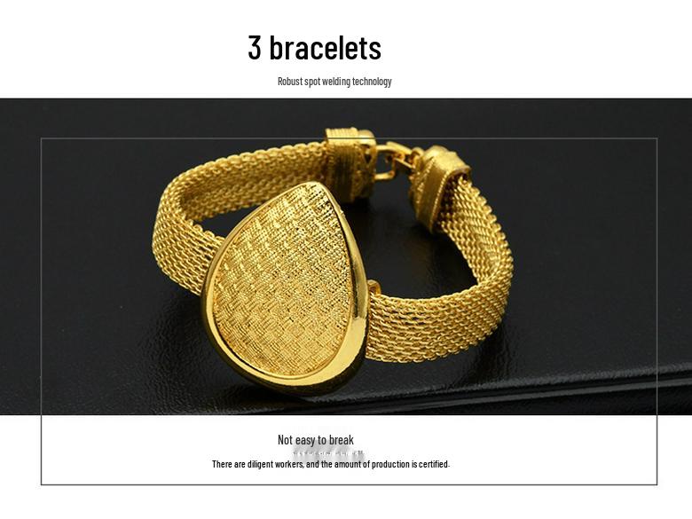 24K Dubai Gold Bridal Jewelry Set: Necklace, Bracelet, Earrings, Ring for African Women