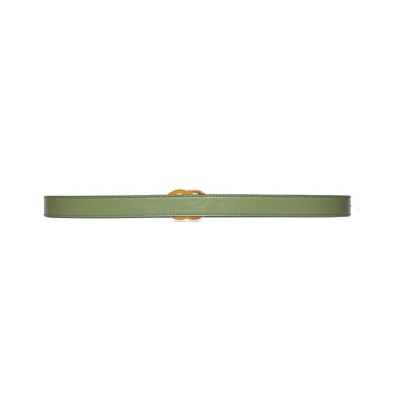 GUCCI GG Marmont Double G logo style buckle canvas leather belt women's light brown/green width 2cm 659418-92TIC-9257