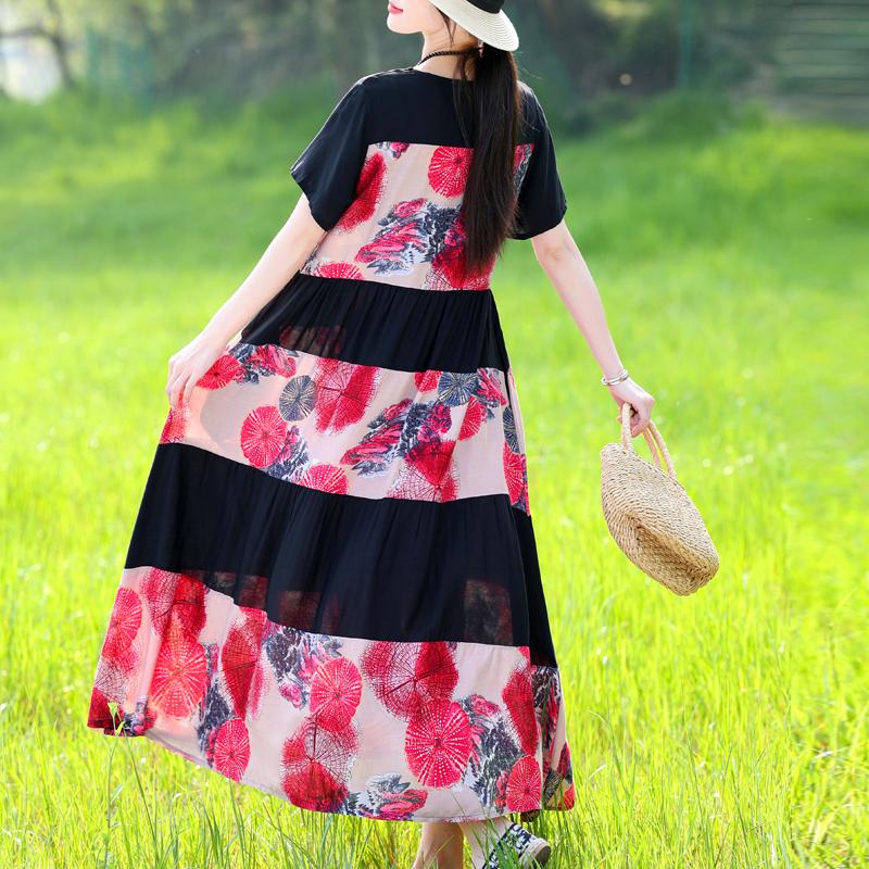 Elegant Dresses for Women Plus Size Casual Loose Short Sleeve Long Dress Women Summer Vintage Clothes