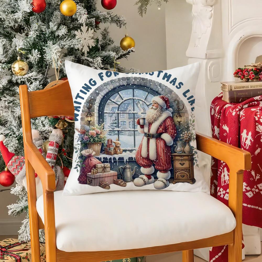 Christmas Animals Pillow Case Silky Short Plush with Invisible Zipper Dustproof Sofa Cushion Cover for Home Decor