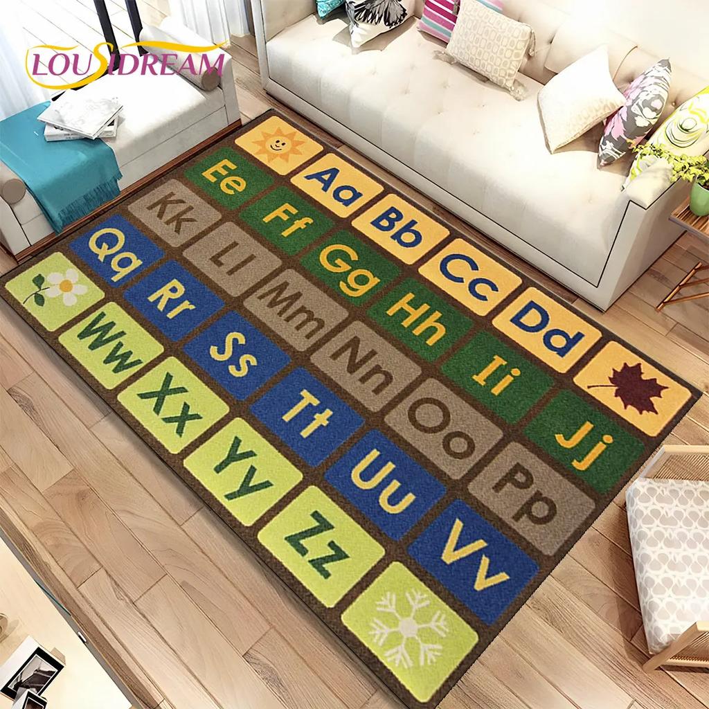 ABC Cartoon Kids Sala giochi Alfabeto Bambini che gattonano Tappeto per la prima educazione, tappeto per soggiorno, camera da letto, divano, tappetino antiscivolo