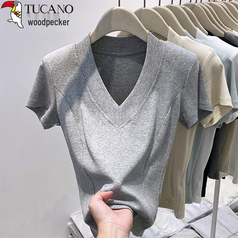 

Women s V-Neck Ribbed Short-Sleeve T-shirt XL