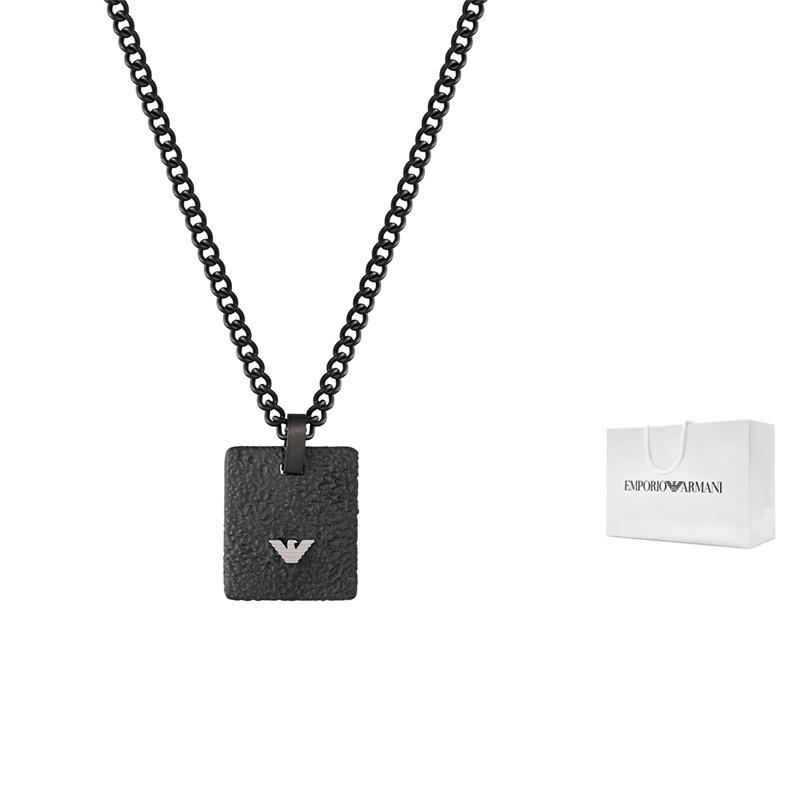 Emporio Armani Matte Black Cuban Link Fashion Eagle Pendant Necklace Men necklace EGS2941001