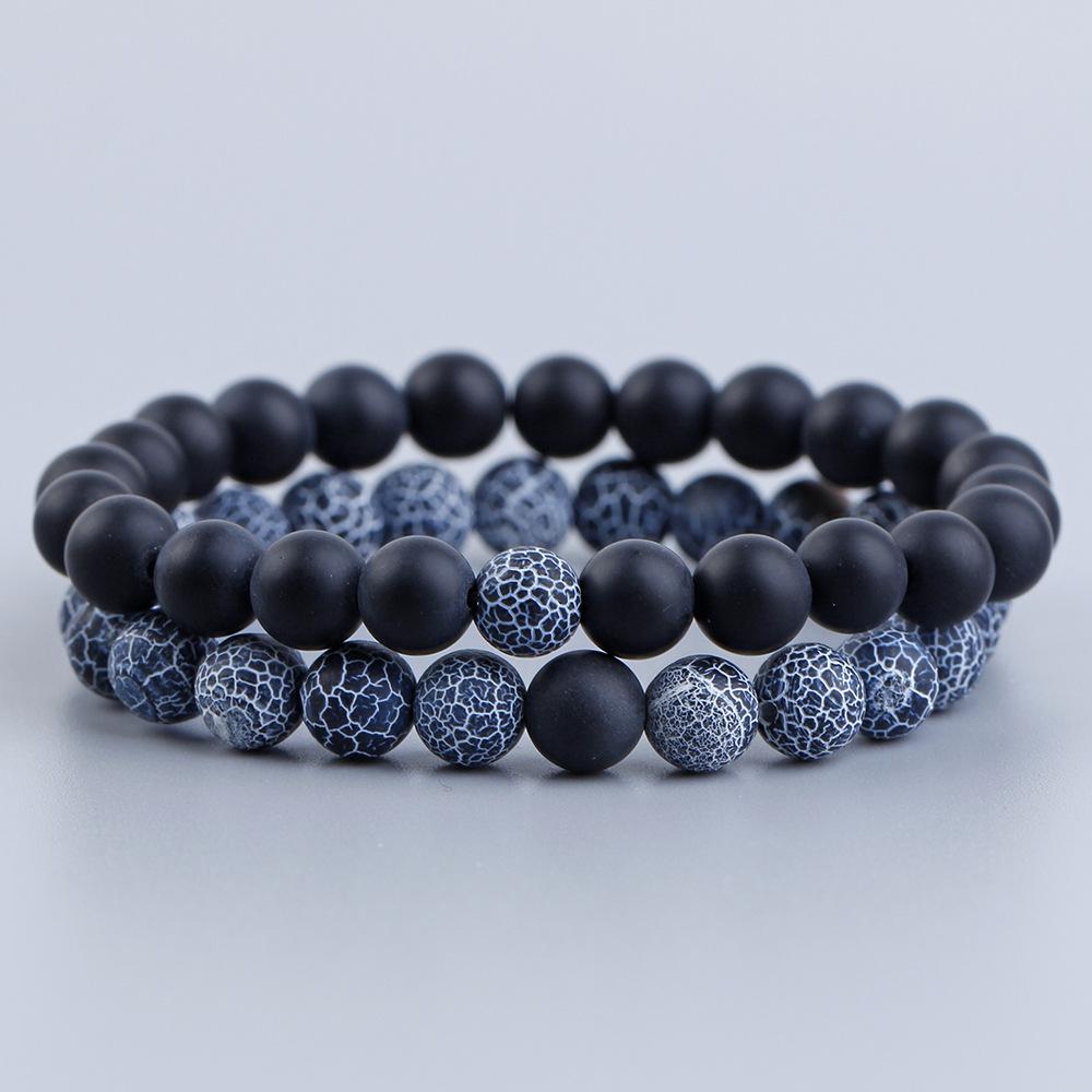 8MM Volcanic Rock and White Turquoise Couple Bracelet