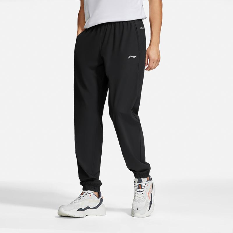 Li-Ning Fitness Series Embroidered Logo Straight-Leg Quick-Drying Knit Sports Pants Men Bottoms Black AYKT207-1