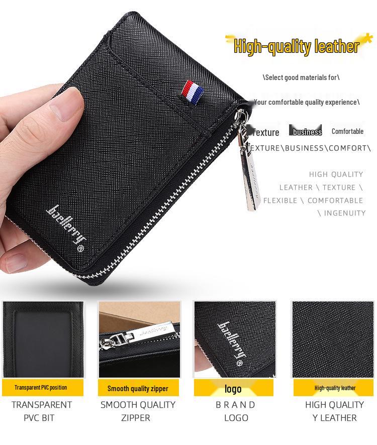 Men's Short Multifunctional Accordion Wallet - ID & Credit Card Holder with Multiple Slots, Large Capacity.