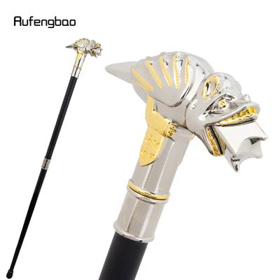 Lagarto Blanco Dorado Camaleón Lengua Bastón Moda Decorativo Bastón de Paseo Caballero Elegante Cosplay Pomos de Bastón Báculo 93cm
