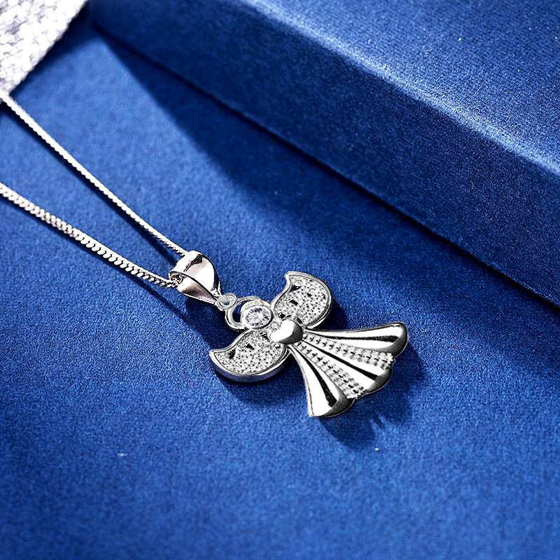 Doplněk S925 Stříbrný přívěsek Angel Wings Módní nádherný náhrdelník se zirkonovými křídly