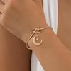 Star Moon Pendant Women's Open Bangle: European-American Knot Design