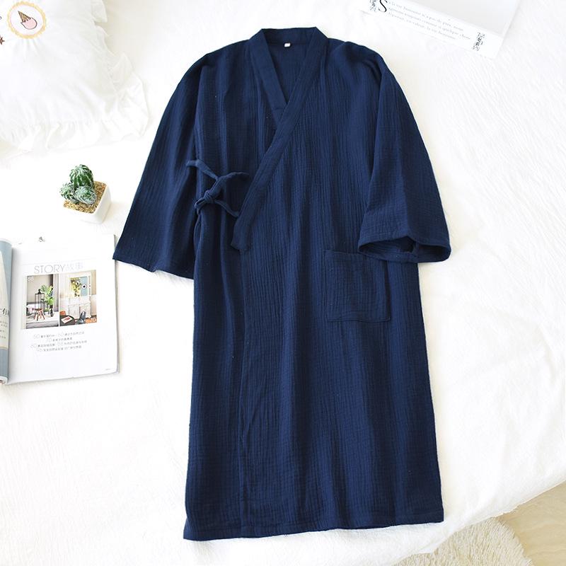 Unisex Cotton Gauze Nightgown: Lightweight, Large Size Robe for Men and Women – Soft, Breathable Pajamas or Bathrobe.