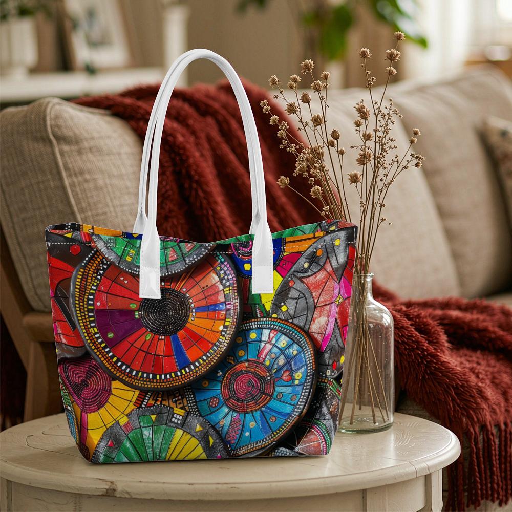 Bohemian Colorful Print Tote Bag Fashion Casual Large Capacity Daily Shoulder Handbag