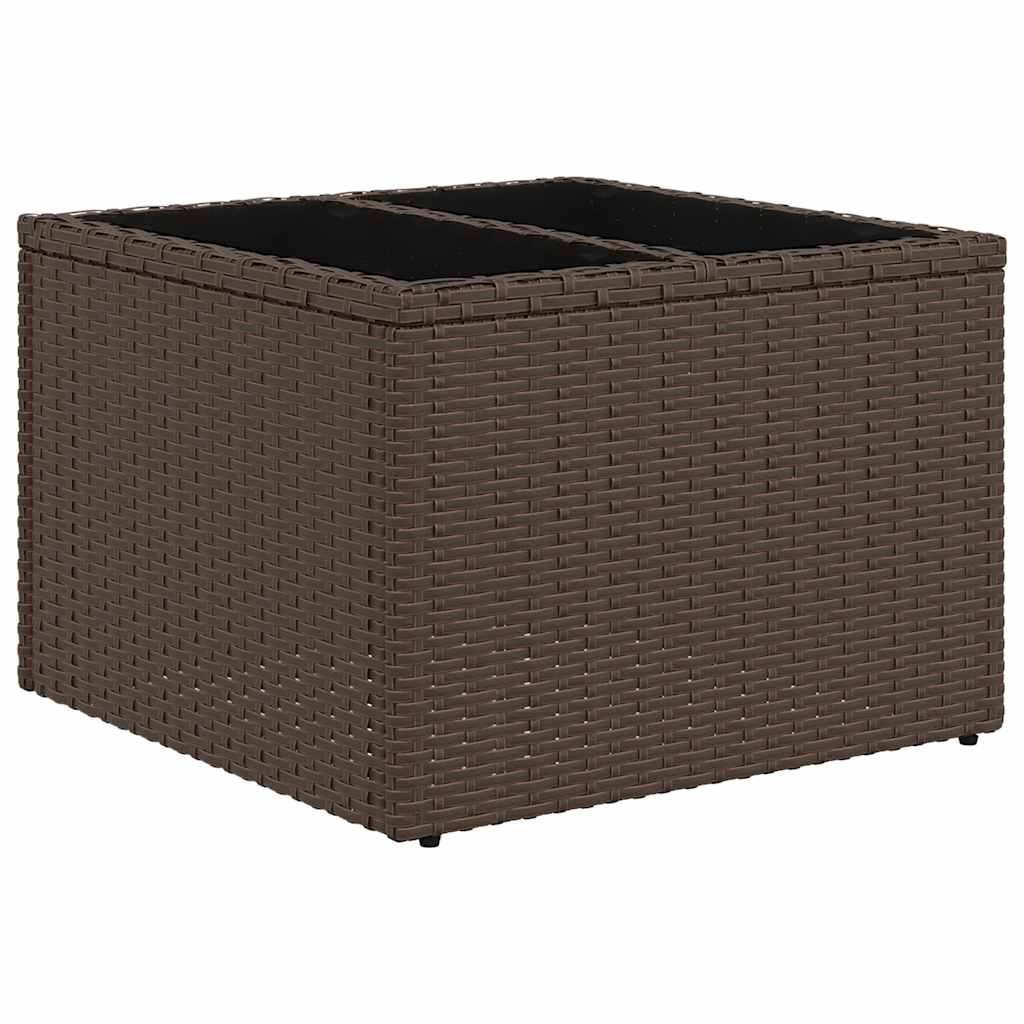 7 Piece Garden Sofa Set with Cushions Brown Poly Rattan